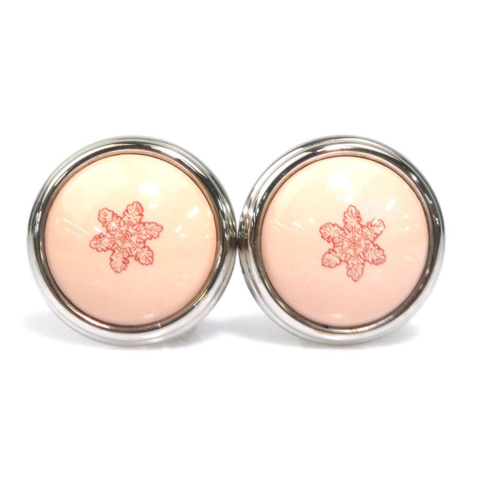 Hermes HERMES Earrings, Cloisonné Enamel, Metal, Silver, Pink Beige, Women's ...